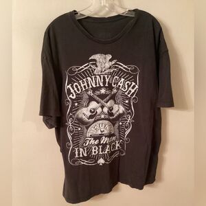 JOHNNY CASH MAN IN BLACK MENS XXL BLACK SHORT SLEEVE GRAPHIC T SHIRT